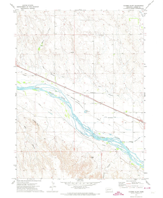 Classic USGS Coumbe Bluff Nebraska 7.5'x7.5' Topo Map Image