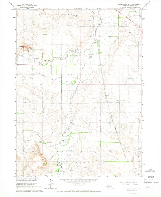 Classic USGS Courthouse Rock Nebraska 7.5'x7.5' Topo Map Image