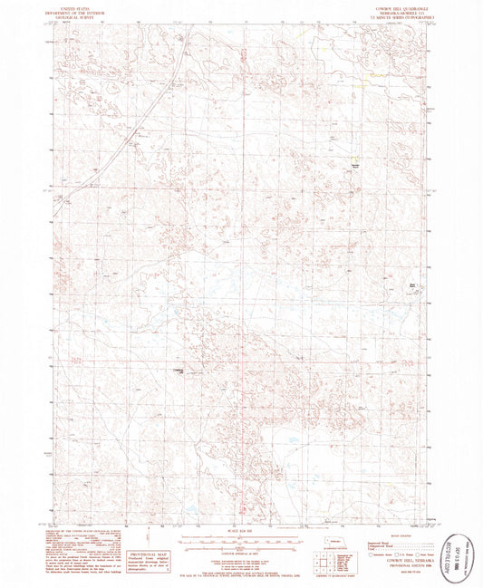 Classic USGS Cowboy Hill Nebraska 7.5'x7.5' Topo Map Image