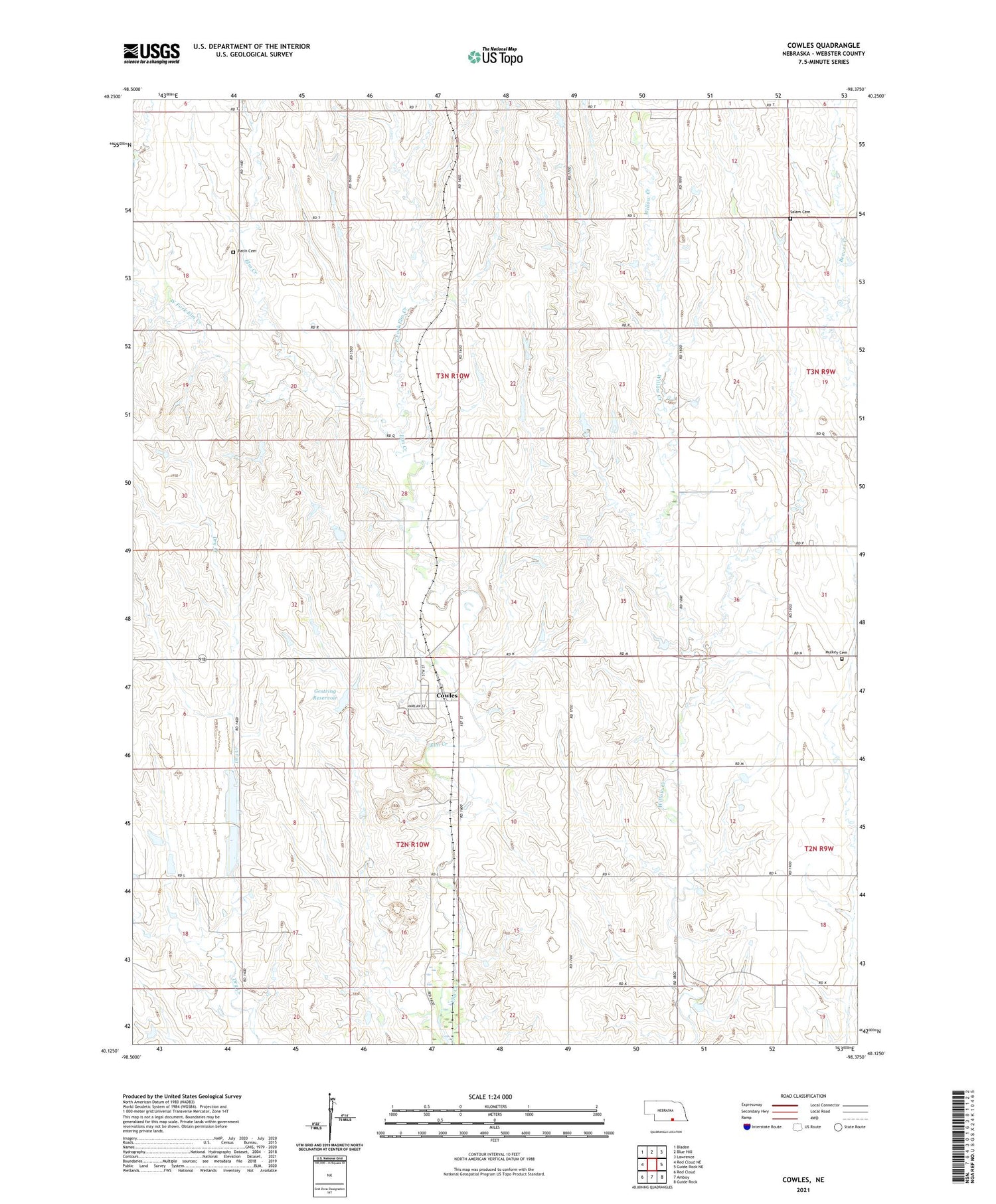 Cowles Nebraska US Topo Map Image