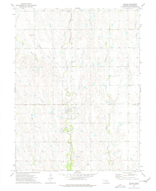 Classic USGS Cowles Nebraska 7.5'x7.5' Topo Map Image