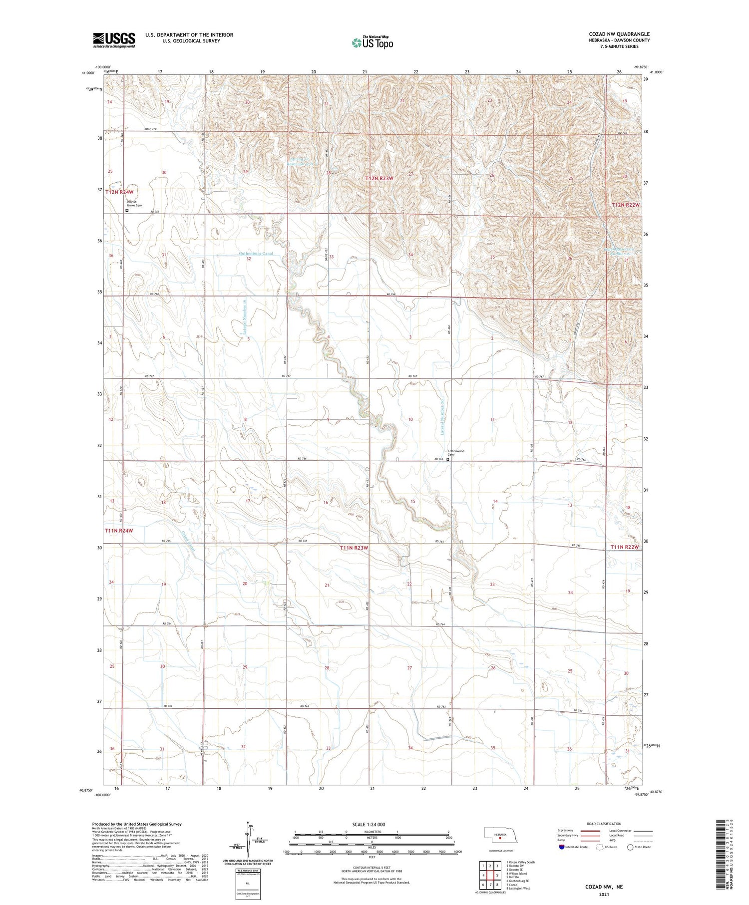 Cozad NW Nebraska US Topo Map Image