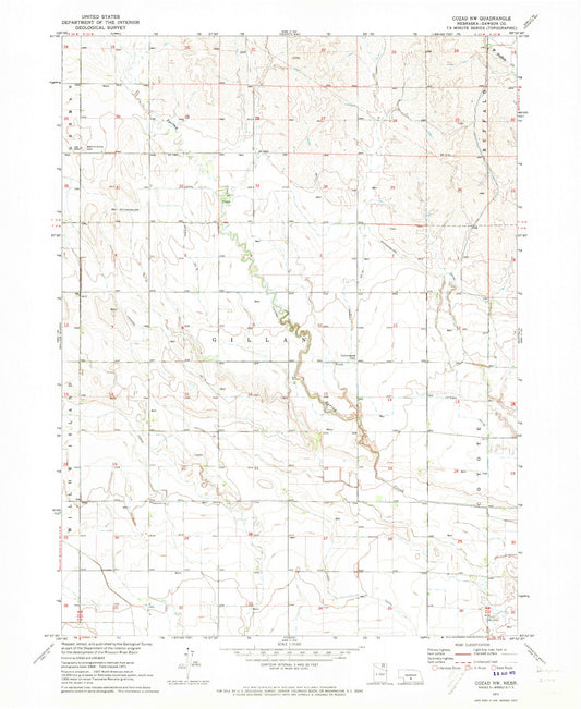 Classic USGS Cozad NW Nebraska 7.5'x7.5' Topo Map Image
