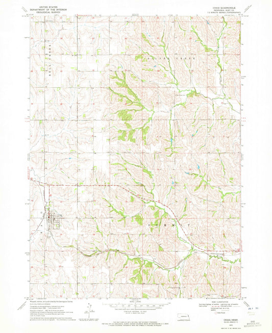 Classic USGS Craig Nebraska 7.5'x7.5' Topo Map Image