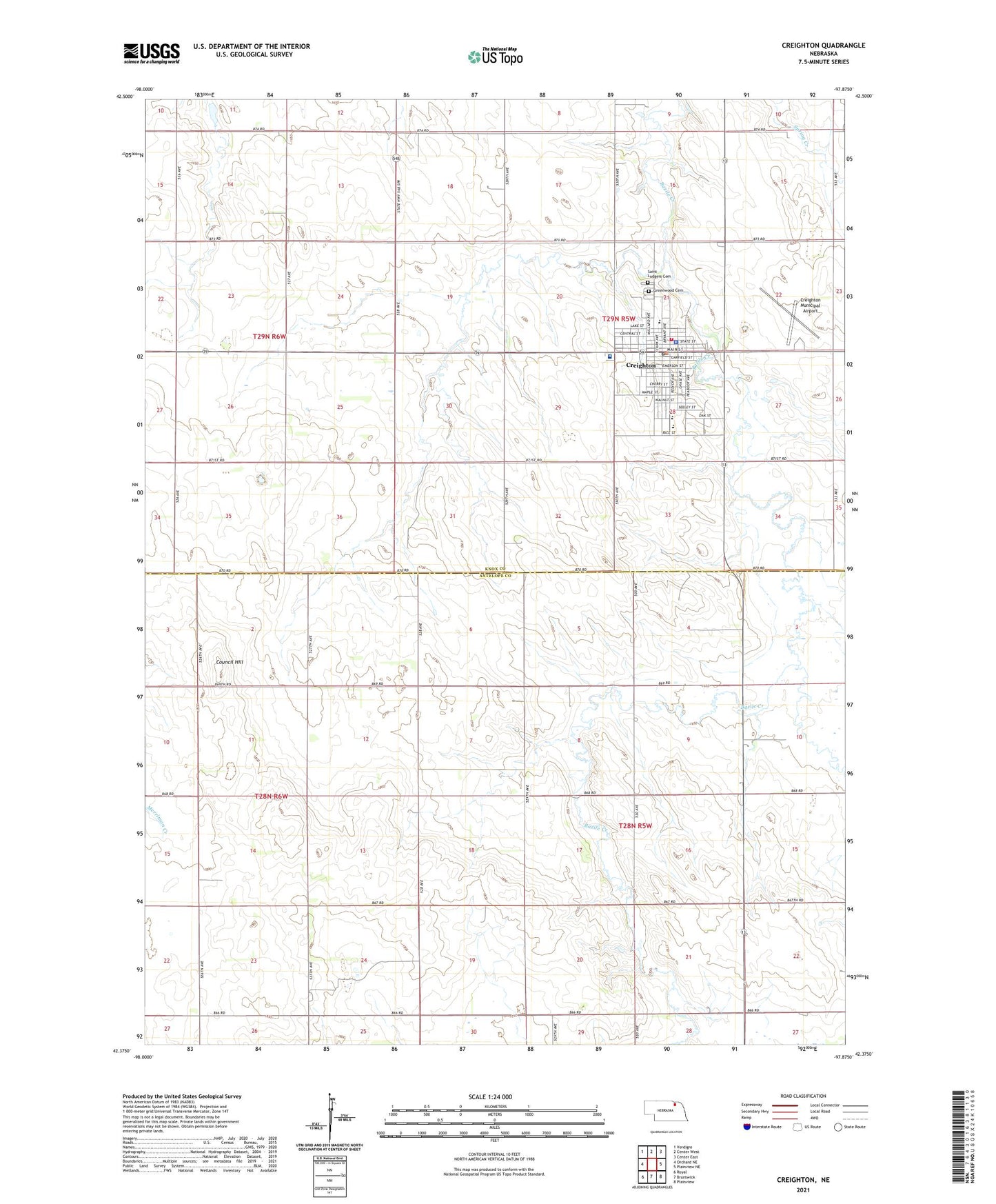 Creighton Nebraska US Topo Map Image