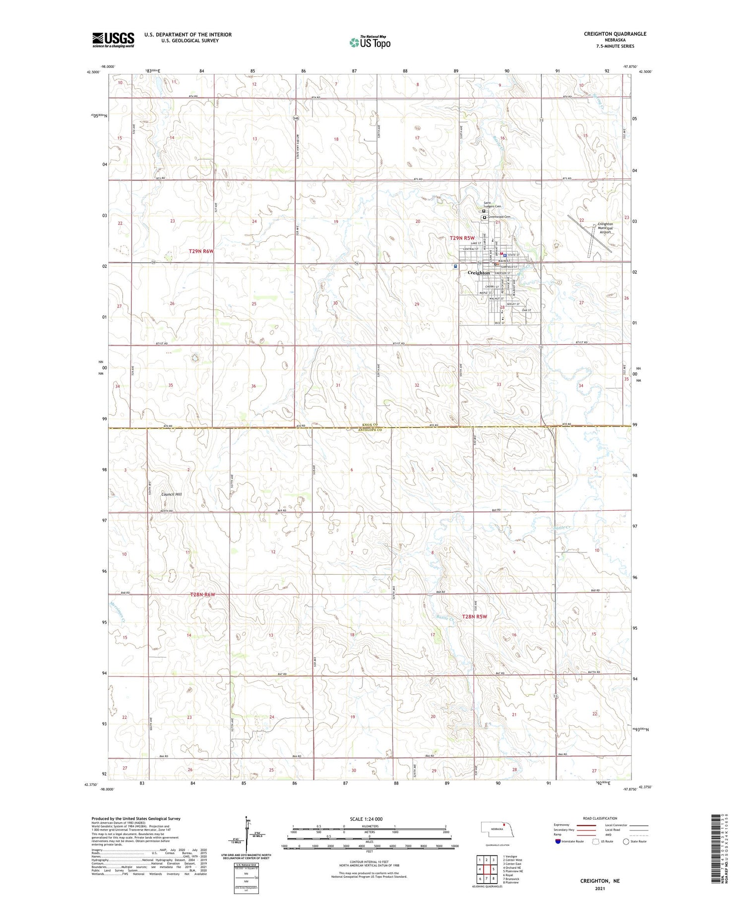 Creighton Nebraska US Topo Map Image