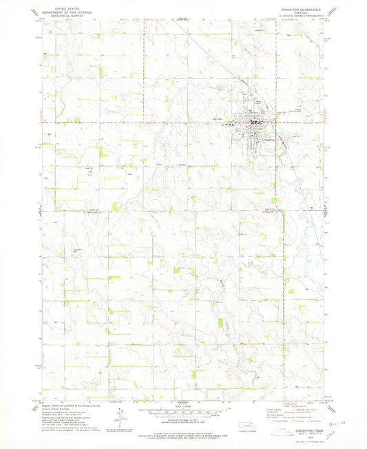 Classic USGS Creighton Nebraska 7.5'x7.5' Topo Map Image