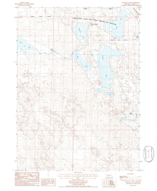Classic USGS Crescent Lake Nebraska 7.5'x7.5' Topo Map Image