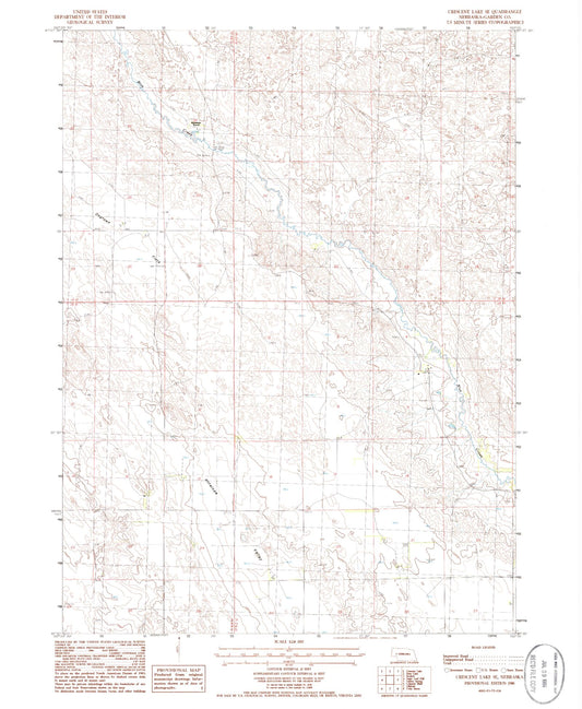 Classic USGS Crescent Lake SE Nebraska 7.5'x7.5' Topo Map Image
