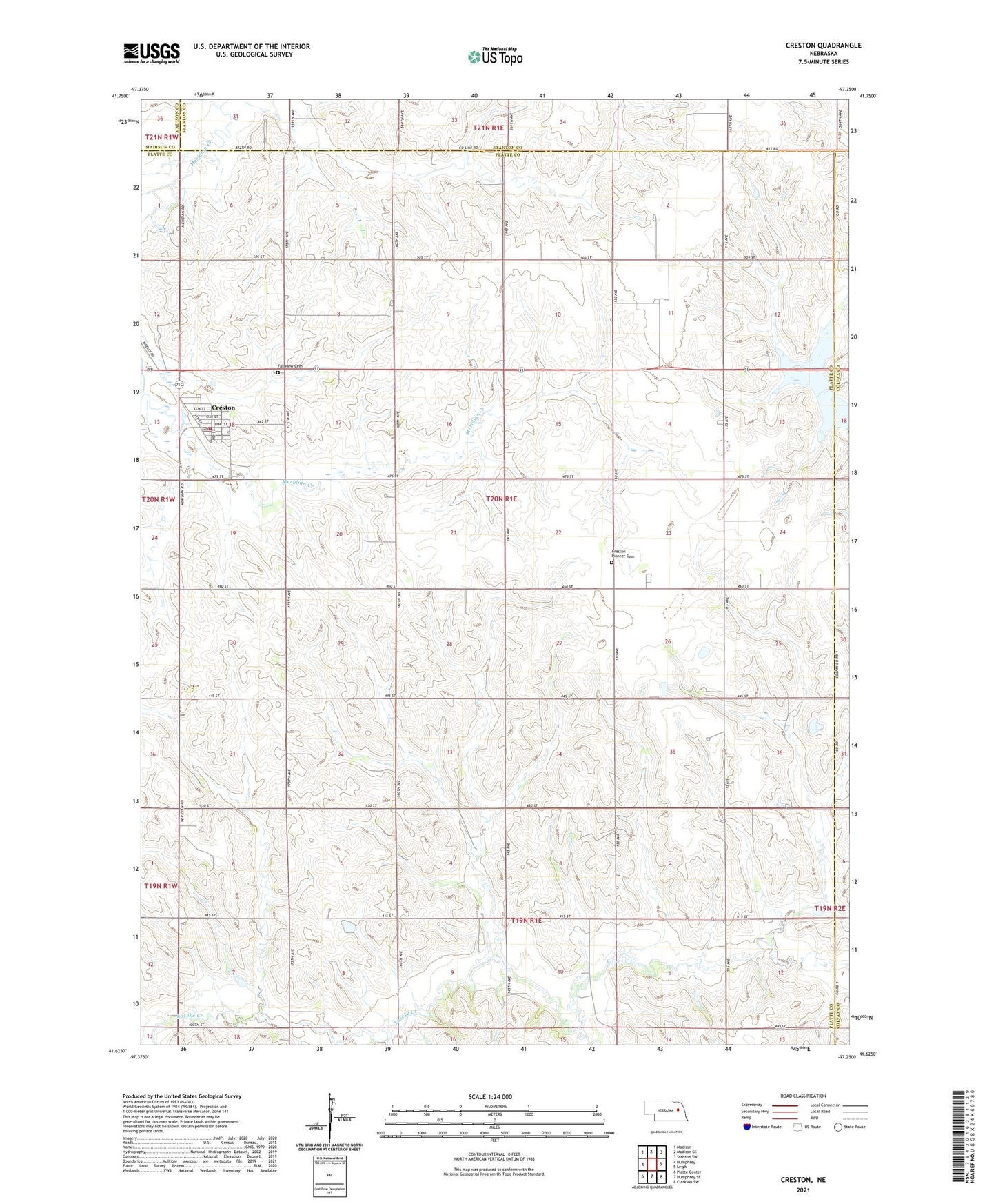 Creston Nebraska US Topo Map Image
