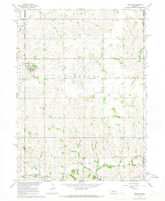 Classic USGS Creston Nebraska 7.5'x7.5' Topo Map Image