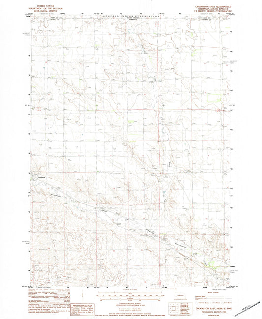 Classic USGS Crookston East Nebraska 7.5'x7.5' Topo Map Image