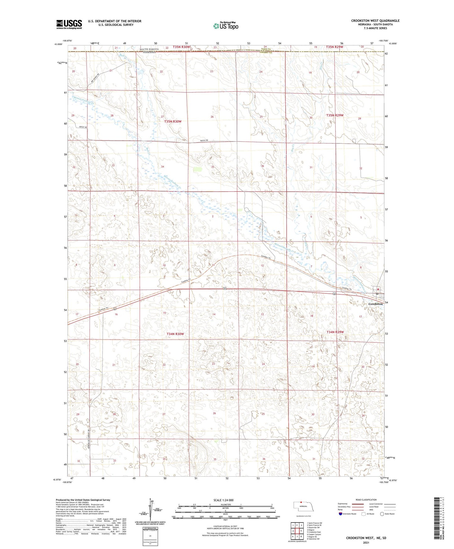 Crookston West Nebraska US Topo Map Image