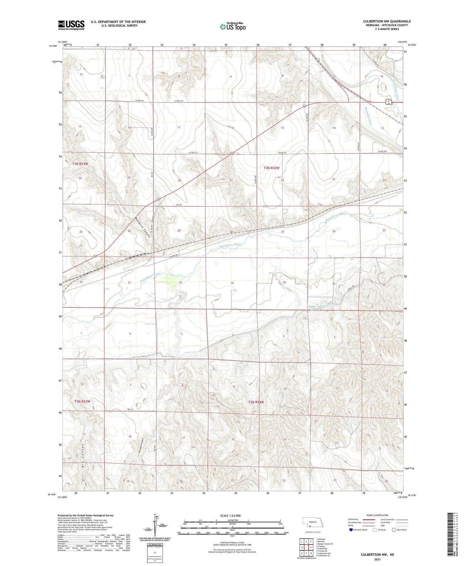 Culbertson NW Nebraska US Topo Map Image
