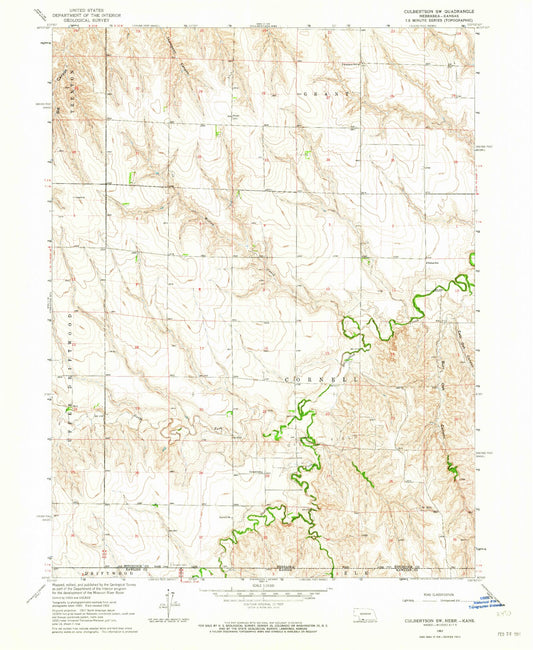 Classic USGS Culbertson SW Nebraska 7.5'x7.5' Topo Map Image