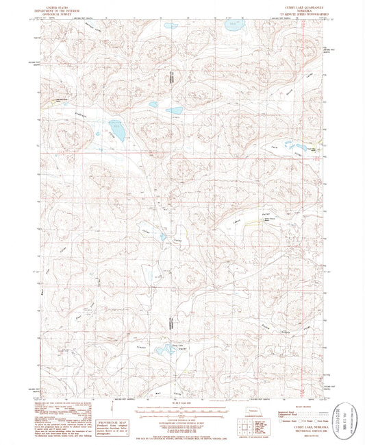 Classic USGS Curry Lake Nebraska 7.5'x7.5' Topo Map Image
