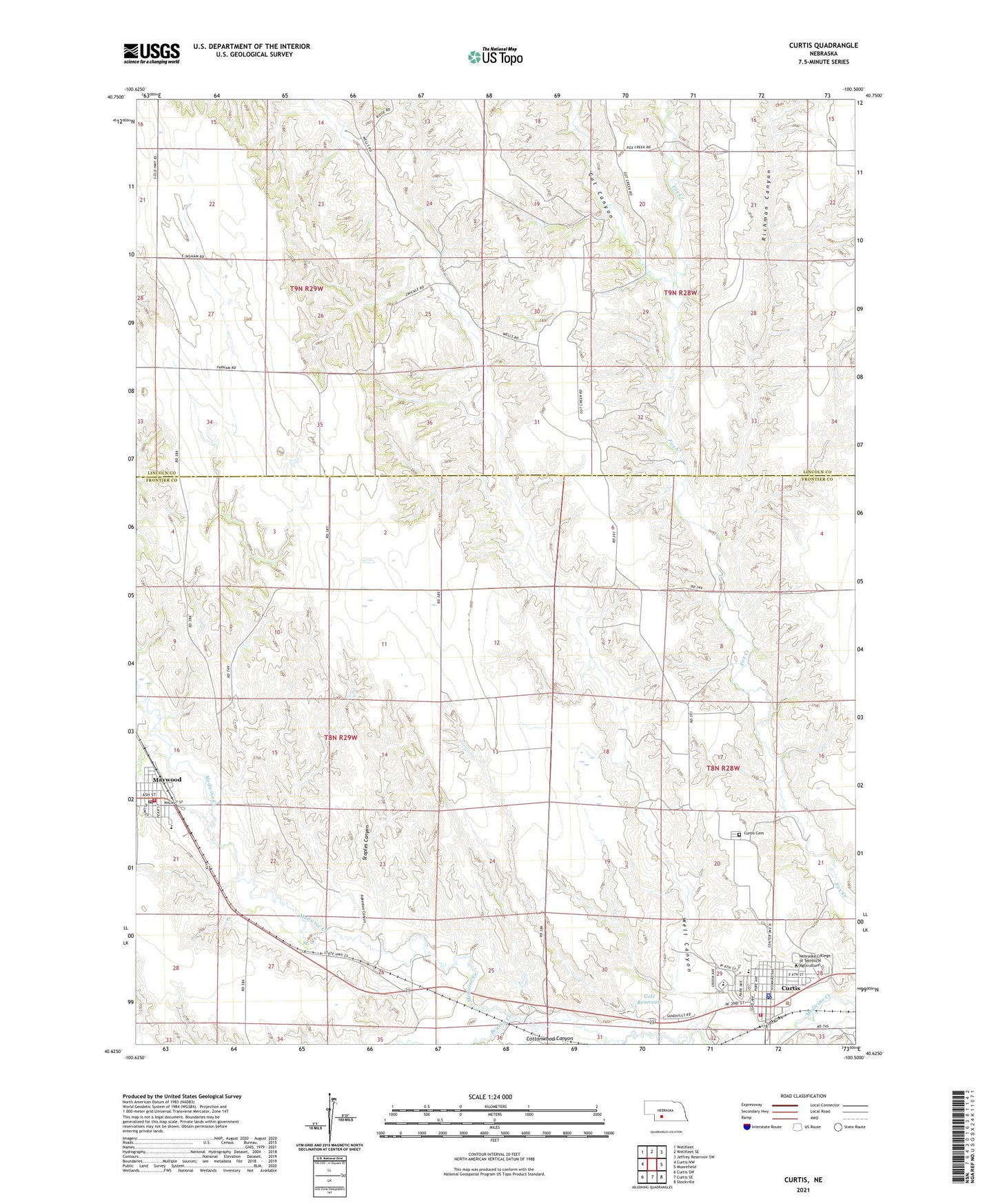 Curtis Nebraska US Topo Map Image