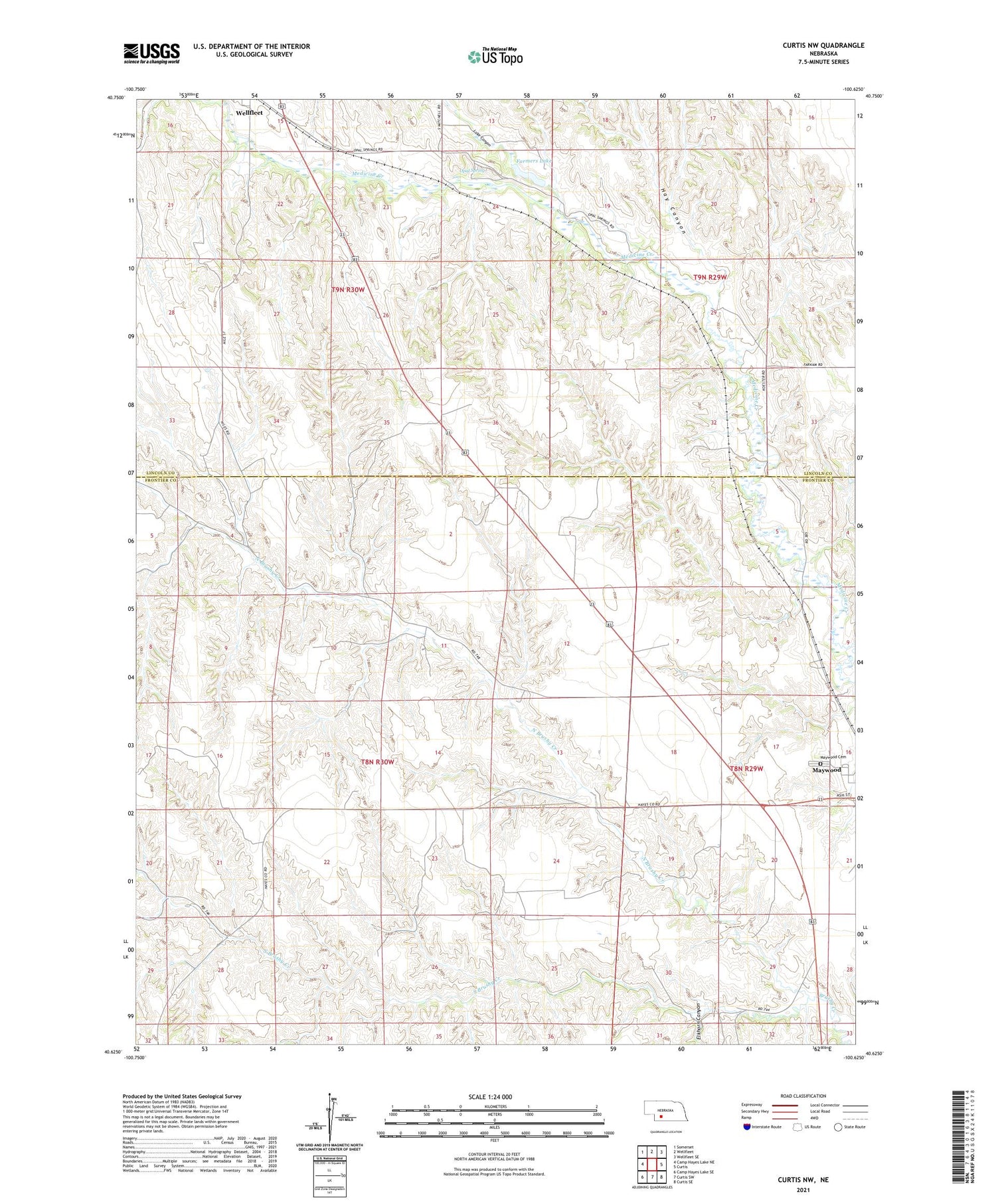 Curtis NW Nebraska US Topo Map Image