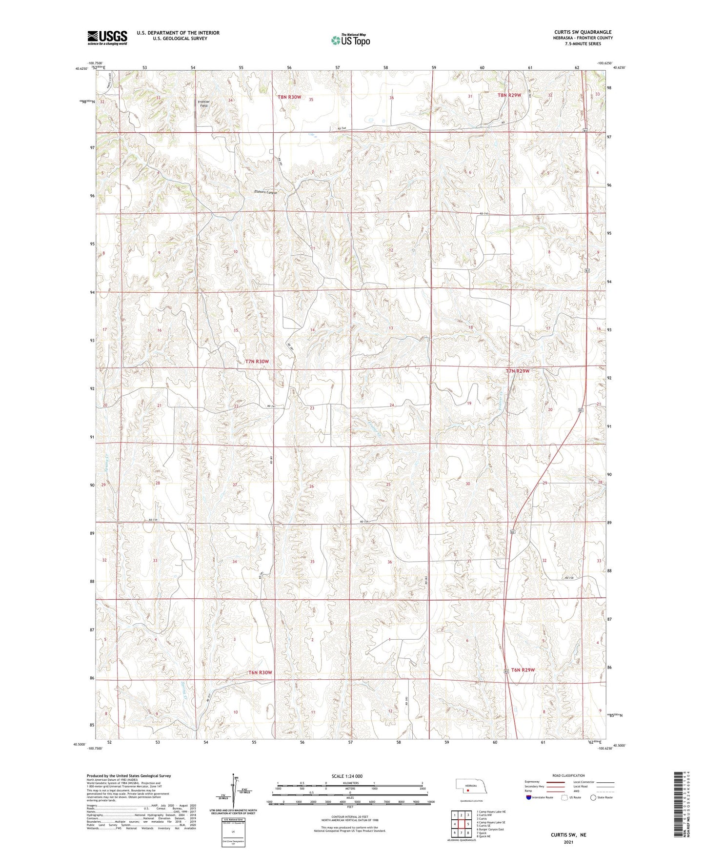 Curtis SW Nebraska US Topo Map Image
