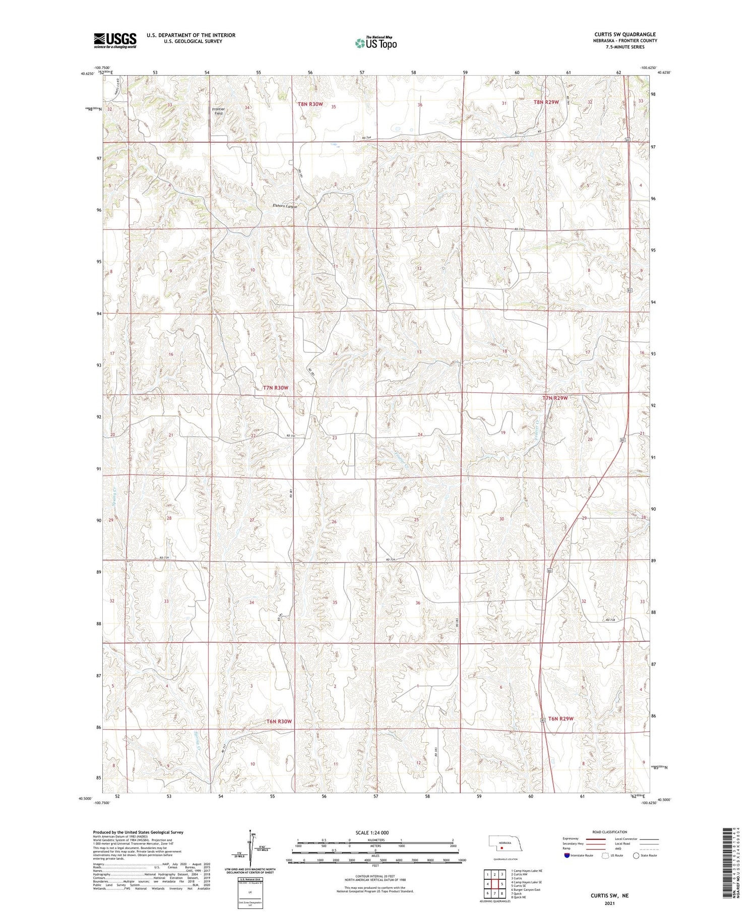 Curtis SW Nebraska US Topo Map Image