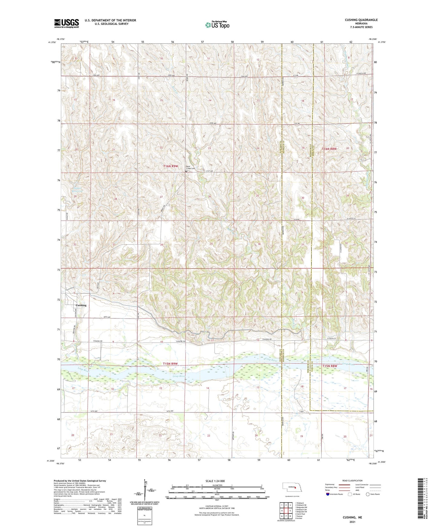 Cushing Nebraska US Topo Map Image