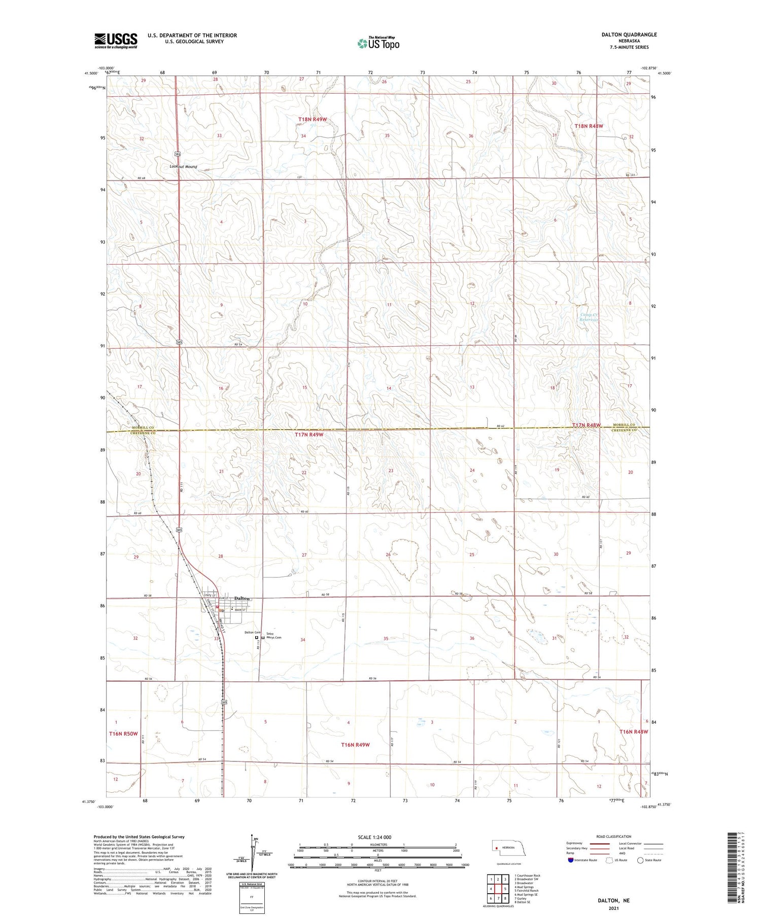 Dalton Nebraska US Topo Map Image