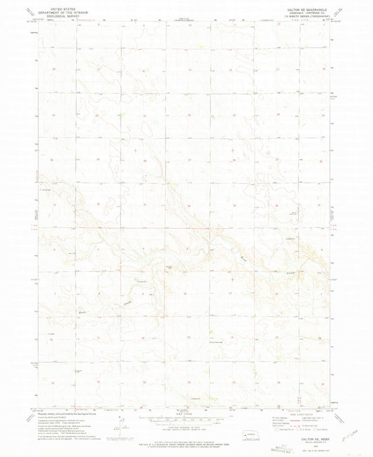 Classic USGS Dalton SE Nebraska 7.5'x7.5' Topo Map Image