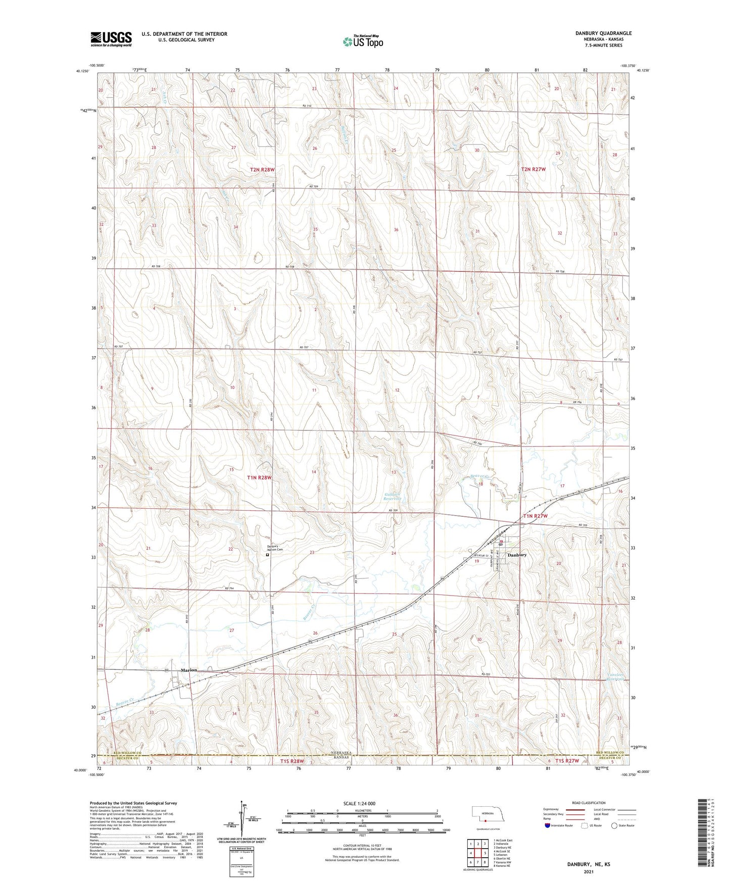 Danbury Nebraska US Topo Map Image