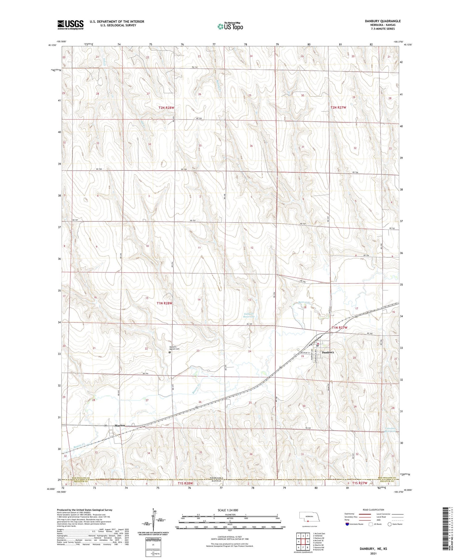 Danbury Nebraska US Topo Map Image