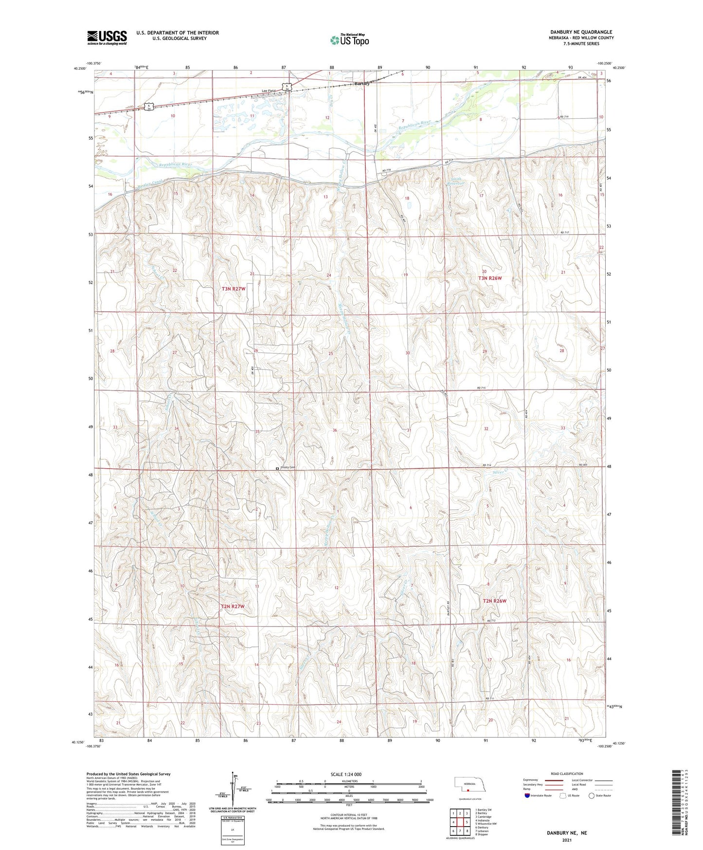 Danbury NE Nebraska US Topo Map Image