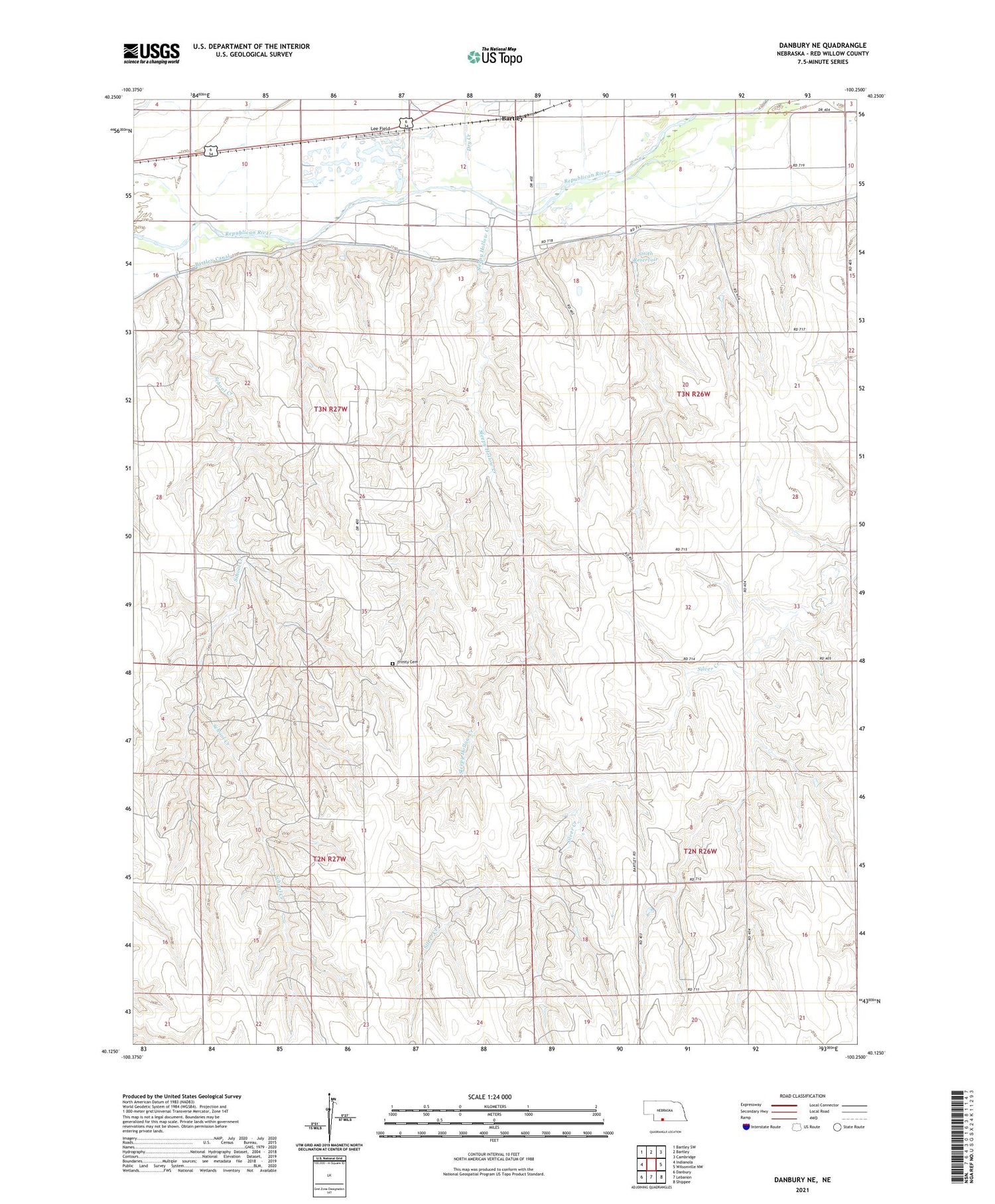 Danbury NE Nebraska US Topo Map Image