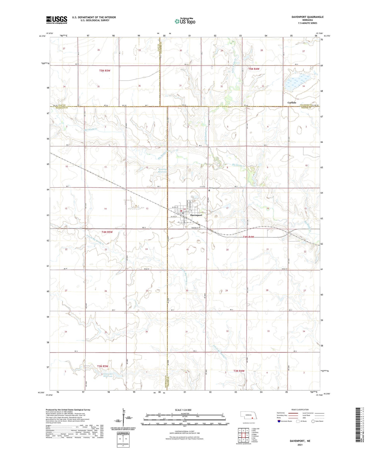 Davenport Nebraska US Topo Map Image