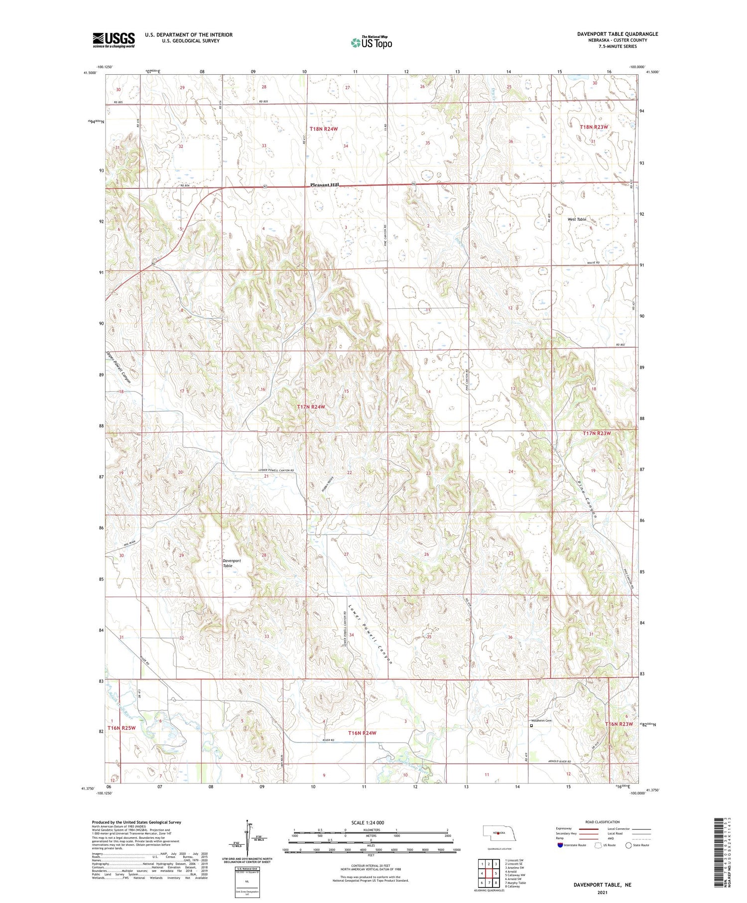 Davenport Table Nebraska US Topo Map Image