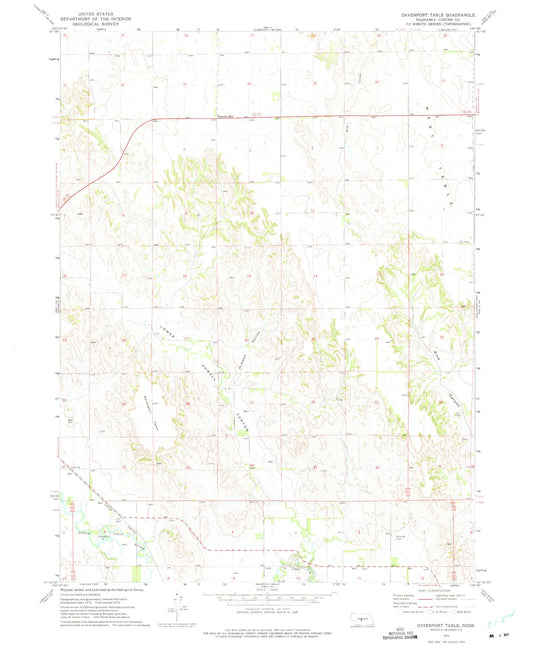 Classic USGS Davenport Table Nebraska 7.5'x7.5' Topo Map Image