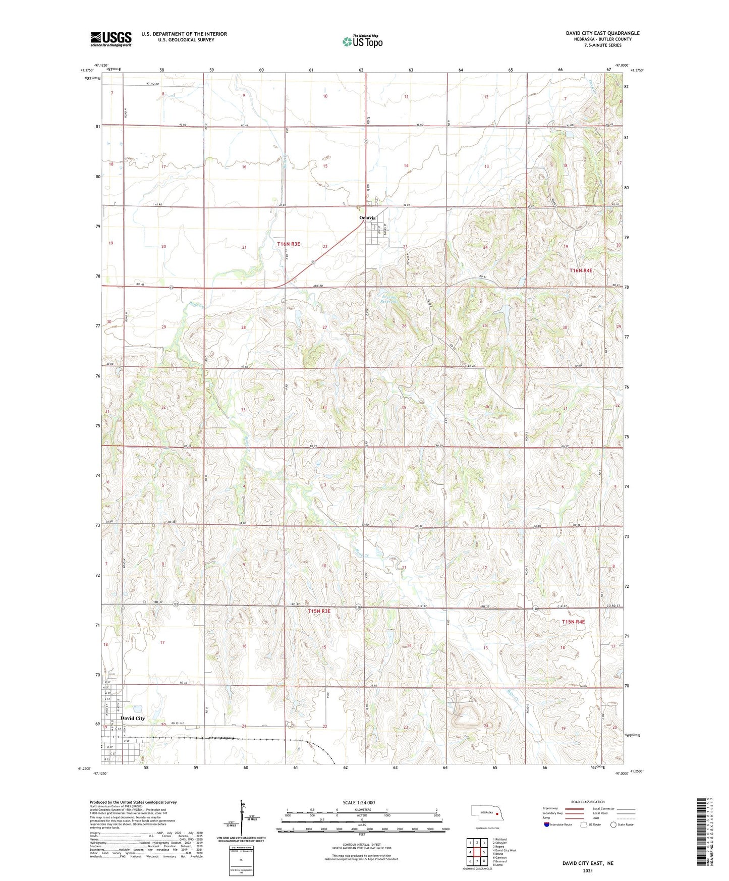 David City East Nebraska US Topo Map Image