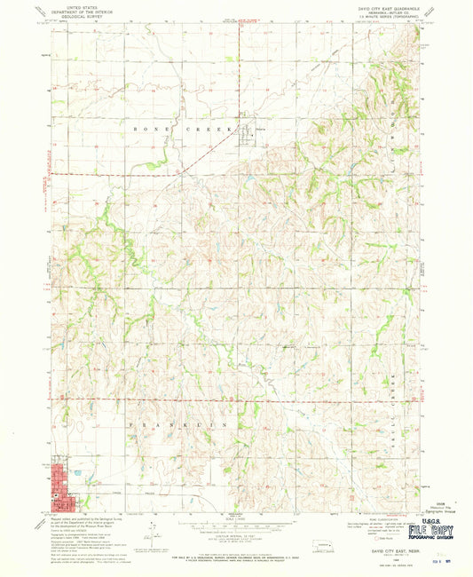 Classic USGS David City East Nebraska 7.5'x7.5' Topo Map Image