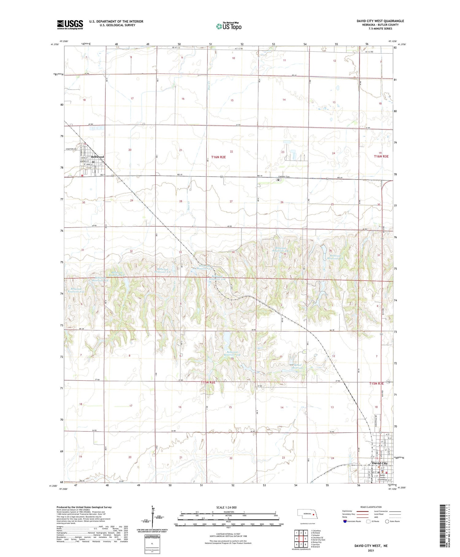 David City West Nebraska US Topo Map Image