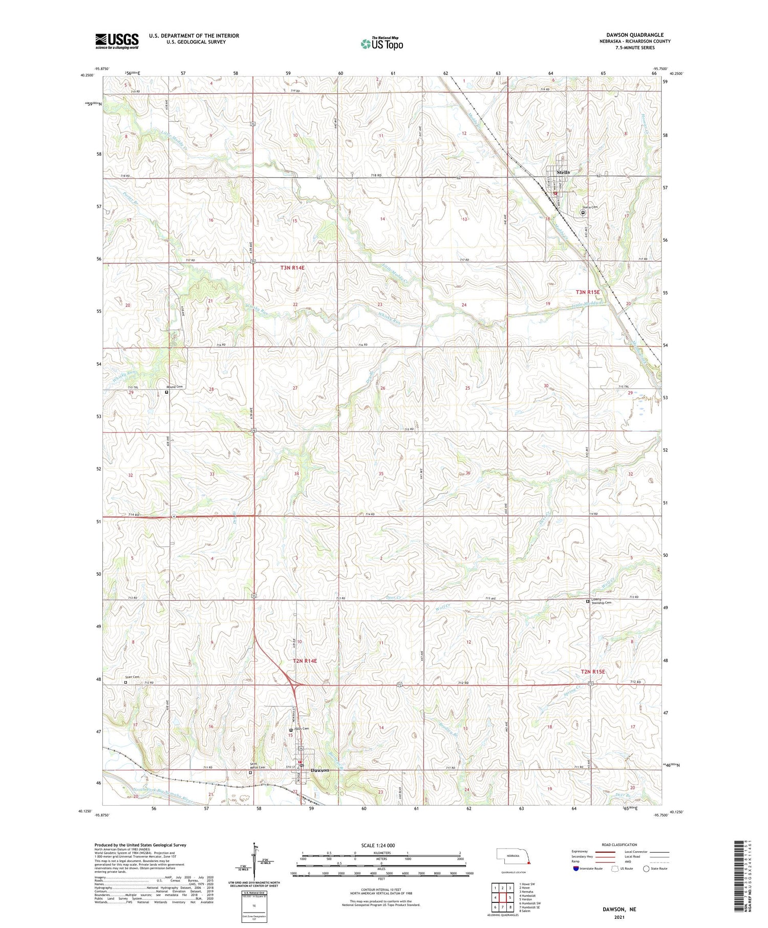 Dawson Nebraska US Topo Map Image