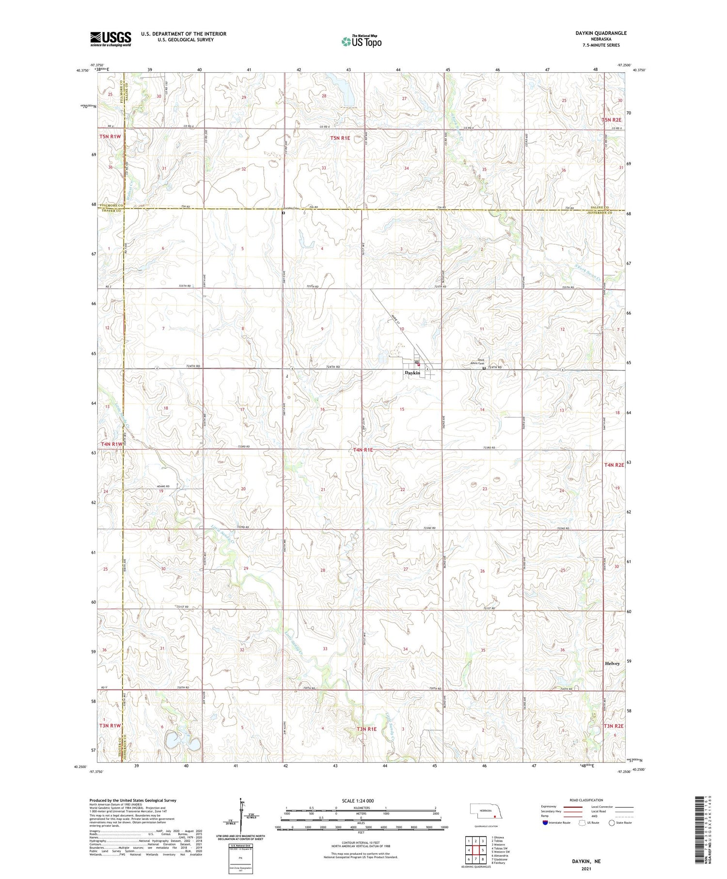 Daykin Nebraska US Topo Map Image