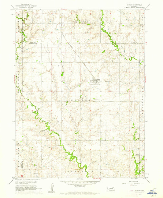 Classic USGS Daykin Nebraska 7.5'x7.5' Topo Map Image