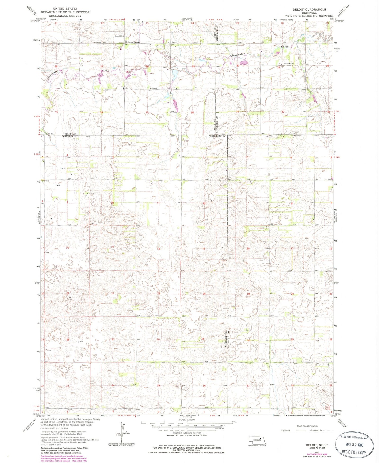 Classic USGS Deloit Nebraska 7.5'x7.5' Topo Map Image
