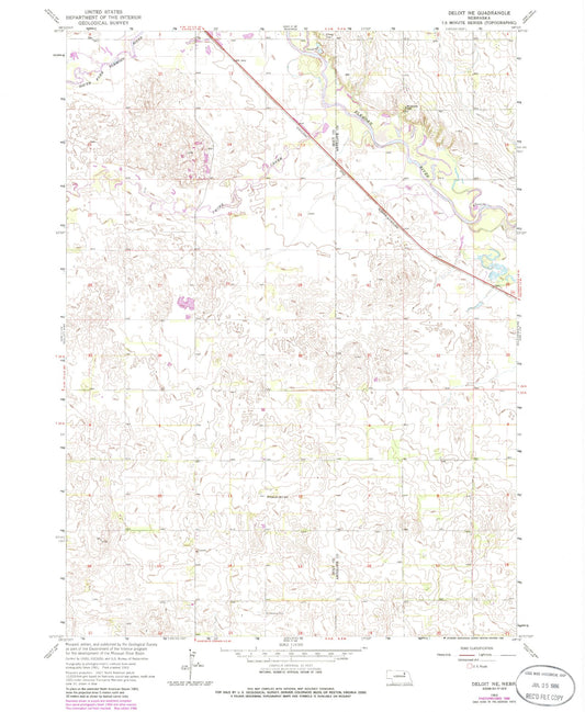 Classic USGS Deloit NE Nebraska 7.5'x7.5' Topo Map Image