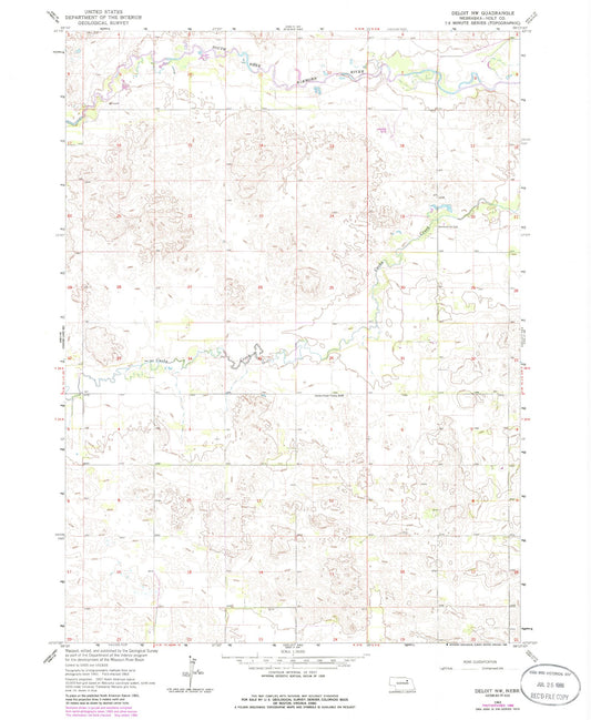 Classic USGS Deloit NW Nebraska 7.5'x7.5' Topo Map Image