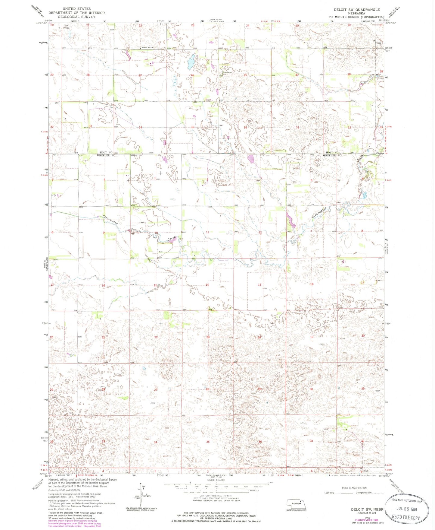 Classic USGS Deloit SW Nebraska 7.5'x7.5' Topo Map Image