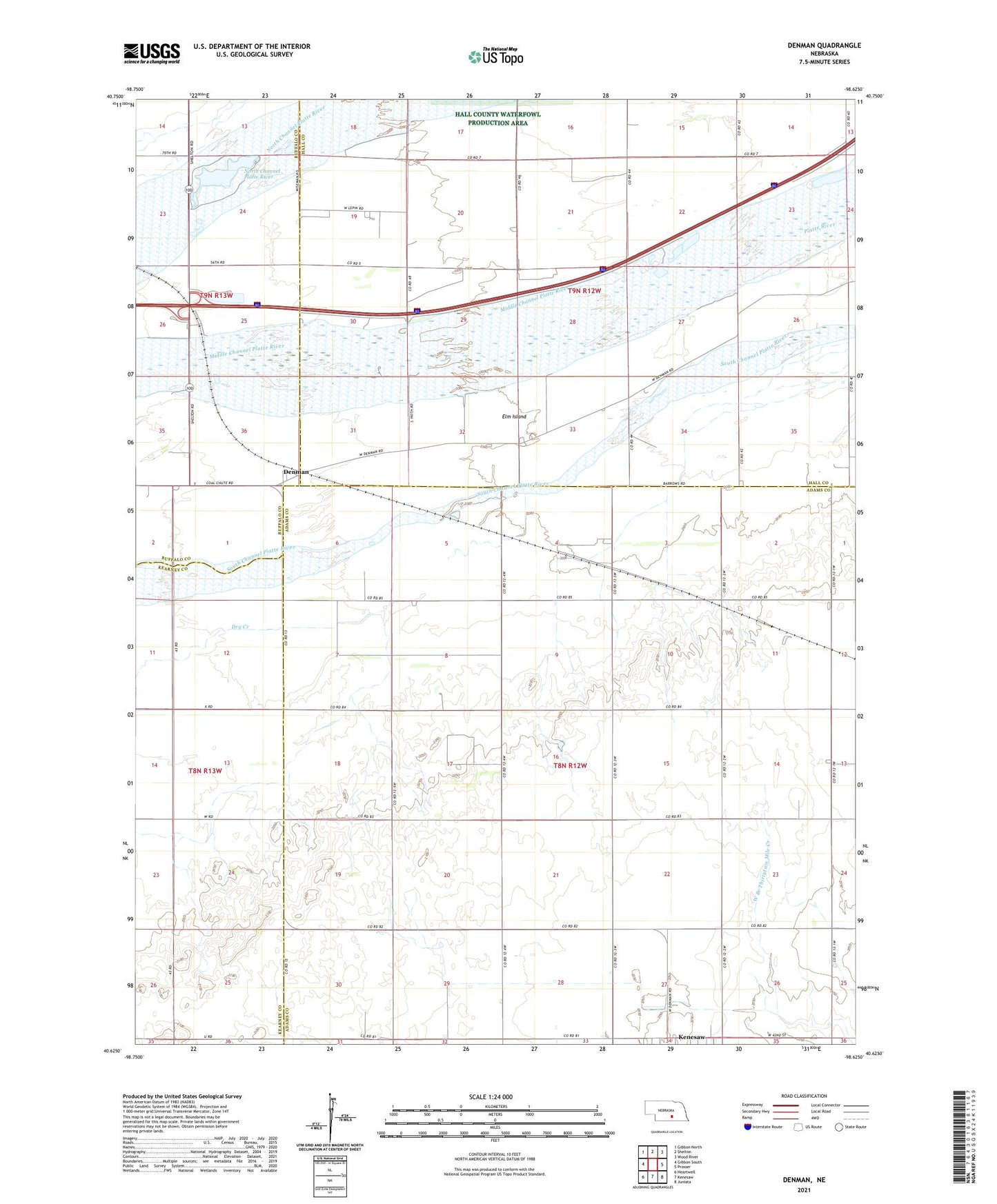 Denman Nebraska US Topo Map Image