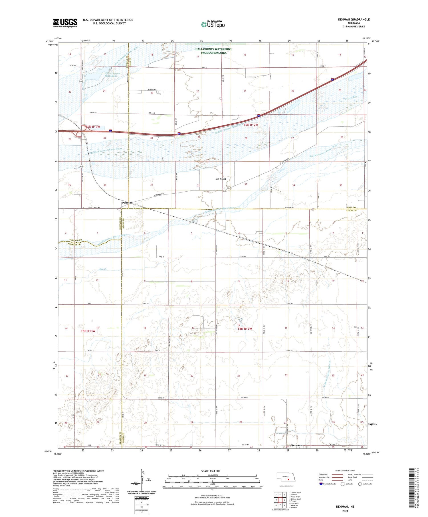 Denman Nebraska US Topo Map Image