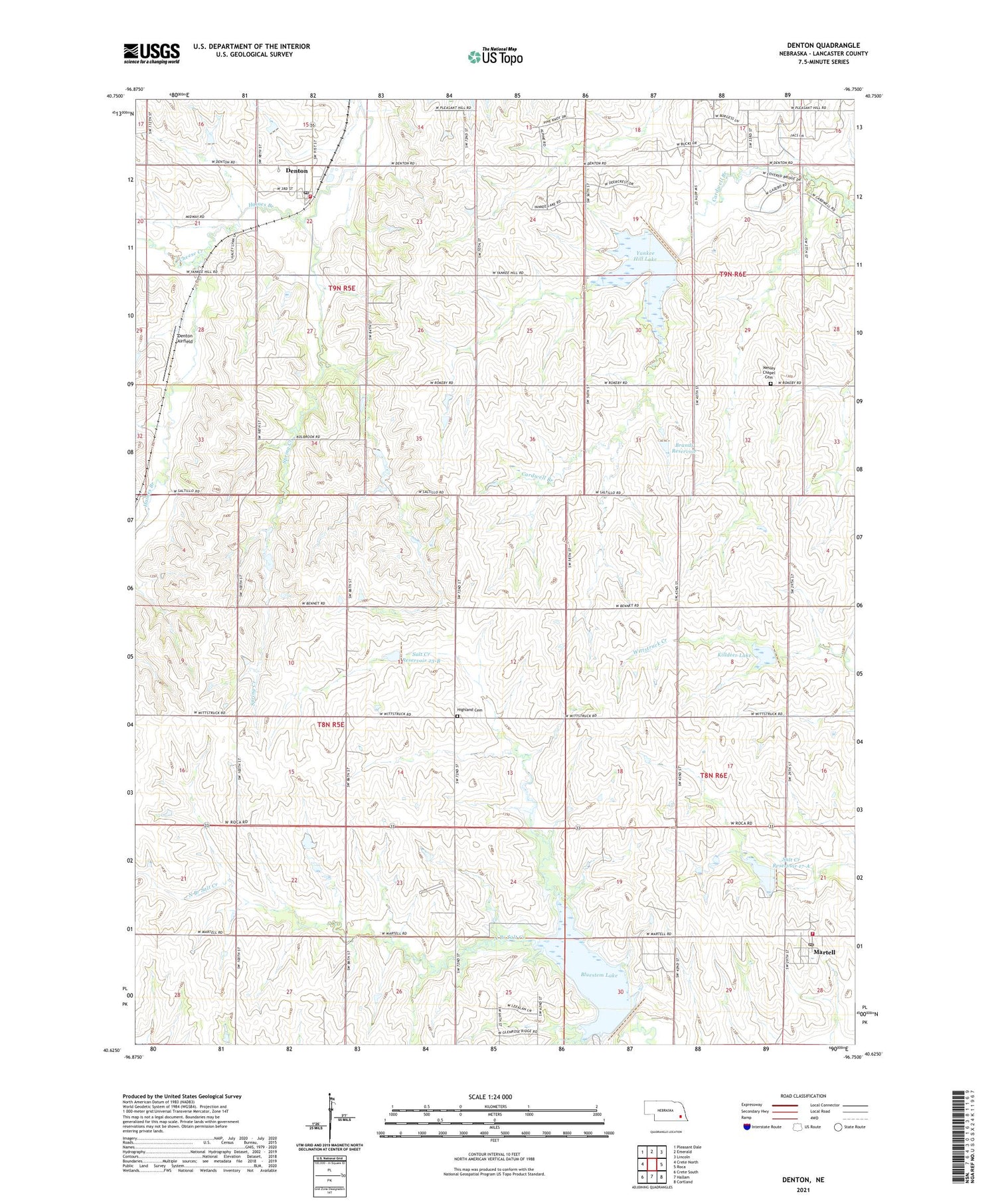 Denton Nebraska US Topo Map Image