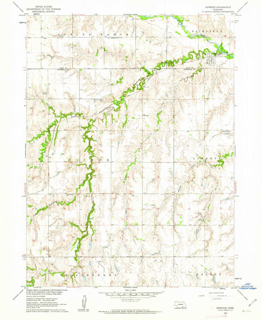 Classic USGS Deweese Nebraska 7.5'x7.5' Topo Map Image