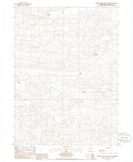 Classic USGS Dismal River Ranch NW Nebraska 7.5'x7.5' Topo Map Image
