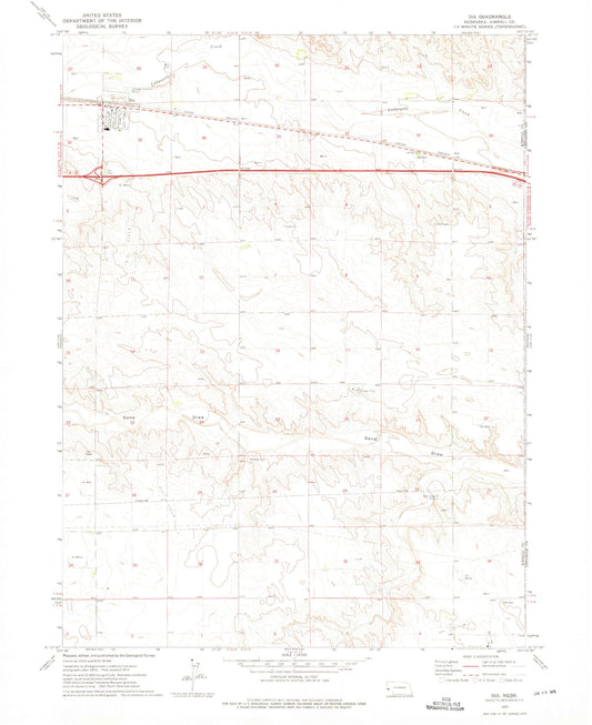 Classic USGS Dix Nebraska 7.5'x7.5' Topo Map Image